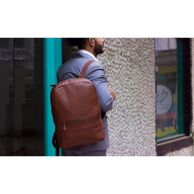 Handmade Leather Laptop Backpack: Personalized Travel Rucksack