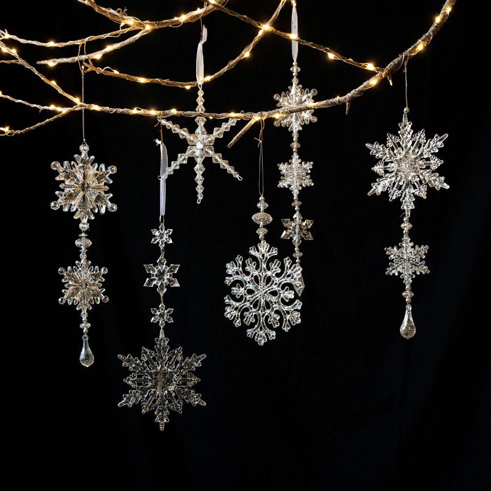 Durable Acrylic Acrylic Pendant Ornaments Transparent DIY Decor Christmas Tree Decor Hanging Snowflake Ornament Navidad