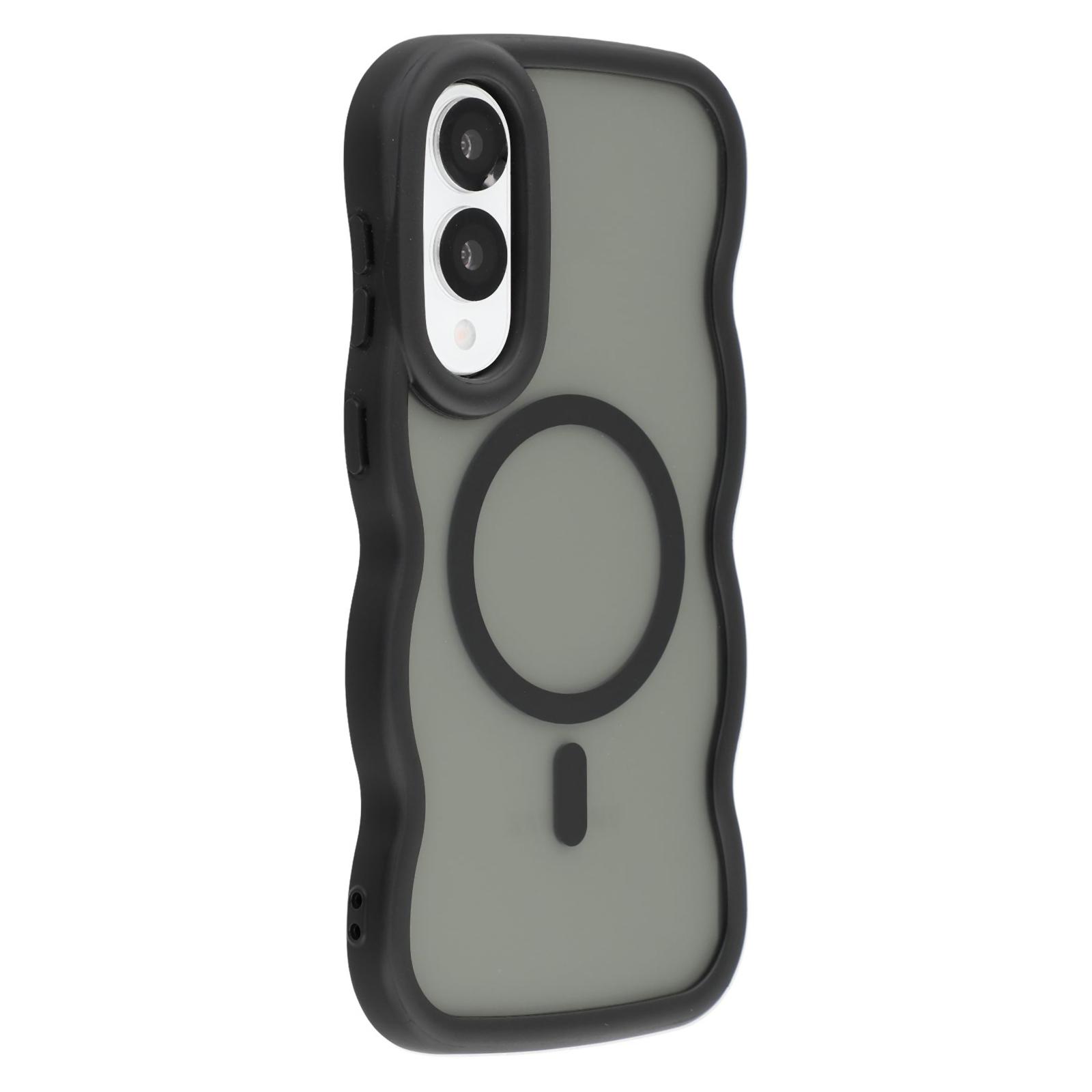 

Для Samsung Galaxy S25 Чохол-кромка Сумісний з MagSafe TPU+ПК Задня кришка для телефону Шкіра на дотик Хвилеподібна форма Black