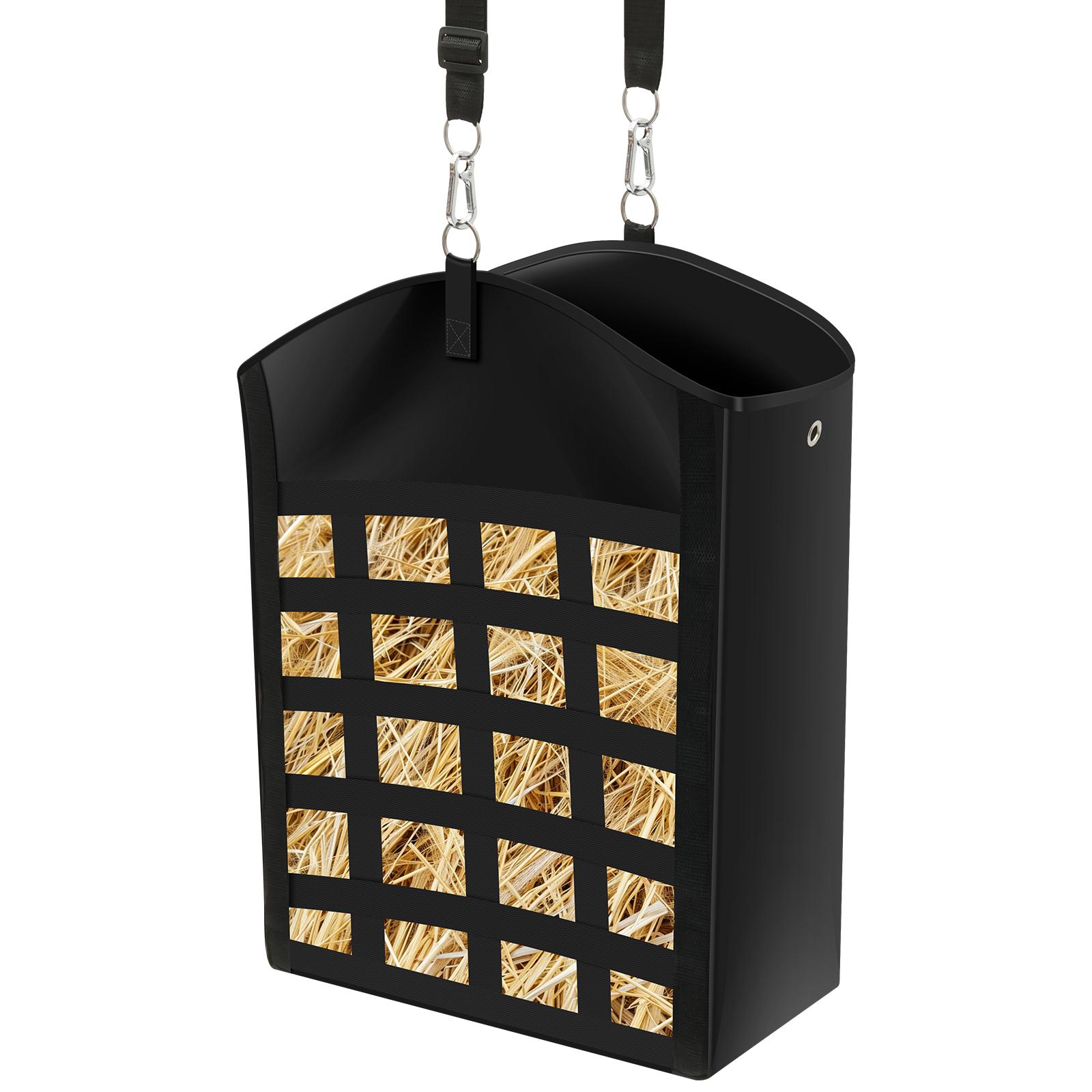 

Сумка для сена для лошадей, подвесная, двусторонняя, для медленного кормления, большой вместимости, для коз, овец, ослов, лошадей, сельскохозяйственных животных чёрный