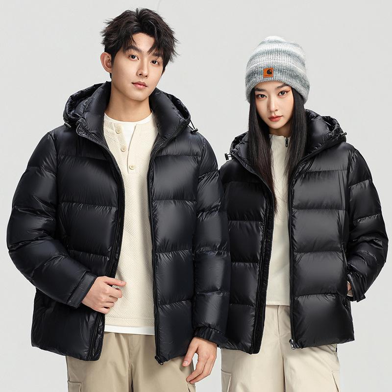Men's Unisex Windproof Winter Down Jacket with Detachable Hood, 90% White Duck Down Filling, Warm and Thickened.