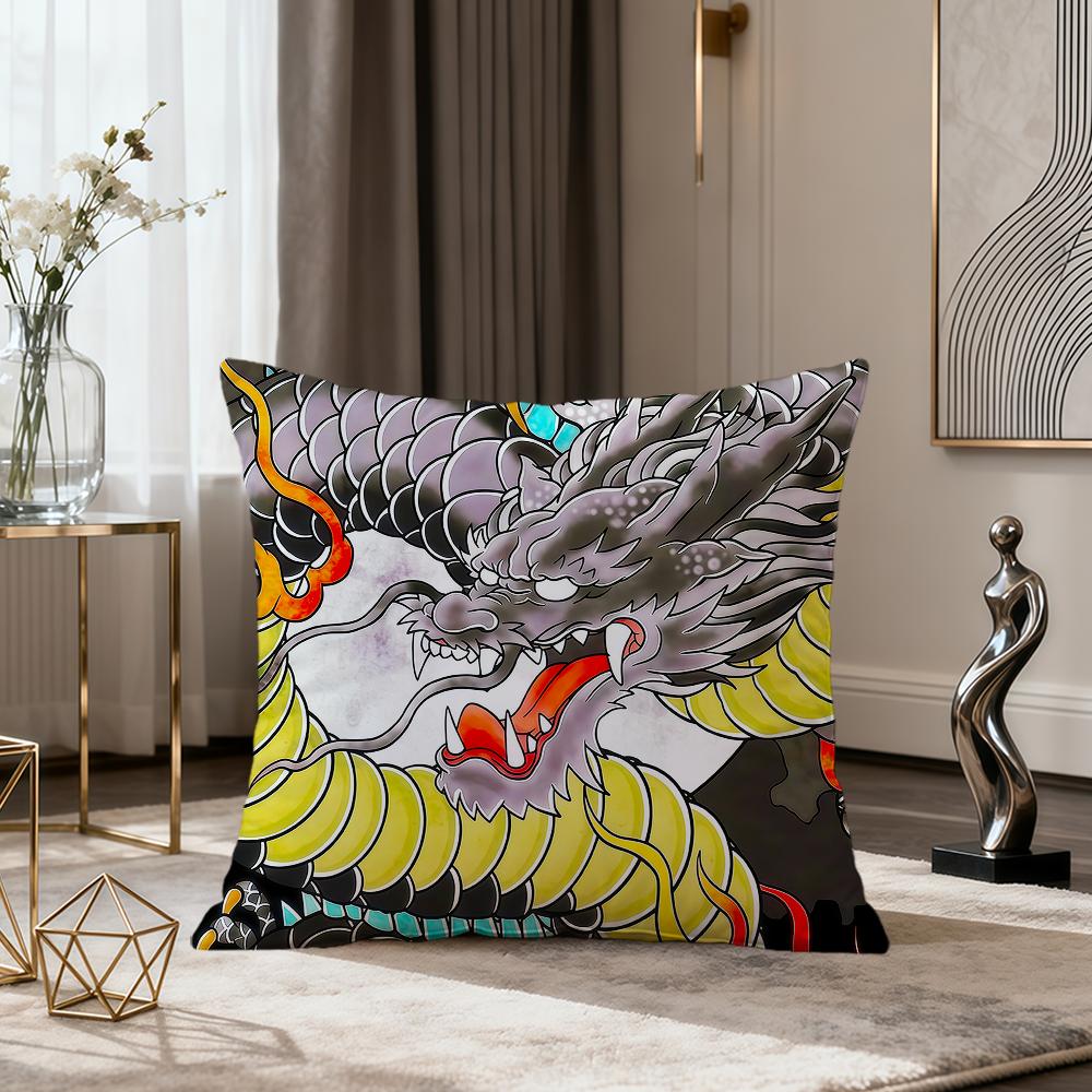 Fashion Red Dragon Dragon Art Colorful Soft Pillow Cover Sofa Home Living Room Office Decor Protective Covers Hogar Pillowcase