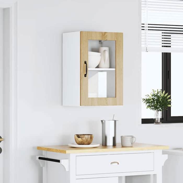 VidaXL Armoire murale de cuisine et porte en verre Porto chêne sonoma 854010
