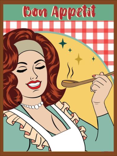 Mfoever Bon Appetit Vintage Retro Metal SignAluminum 20x30cm(7.8x11.8inch)