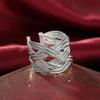 925 Sterling Silver Braided Open Ring Men And Women Wedding Jewelry