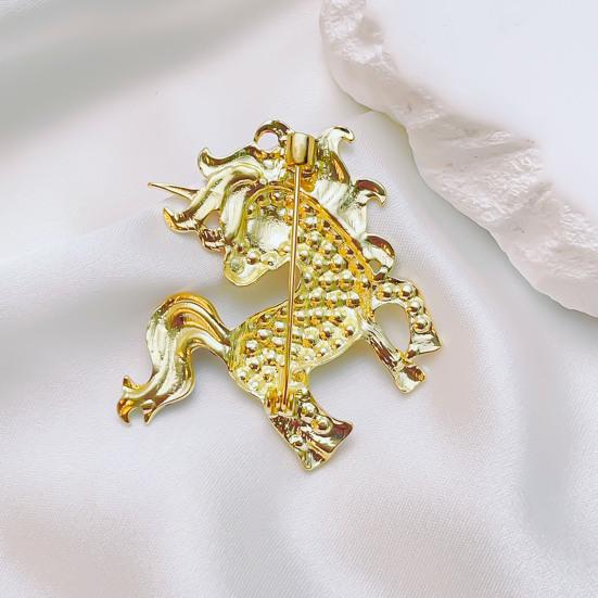 Broșă Pietre Strălucitoare Colorate Încrustate Design Cal Broșă Ac Insignă Rever Guler Costum Accesoriu Elegant