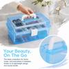 With Handle Buckle Nail Art Storage Box Blue Color Craft Storage Case  For Brushes Paints Stamps
