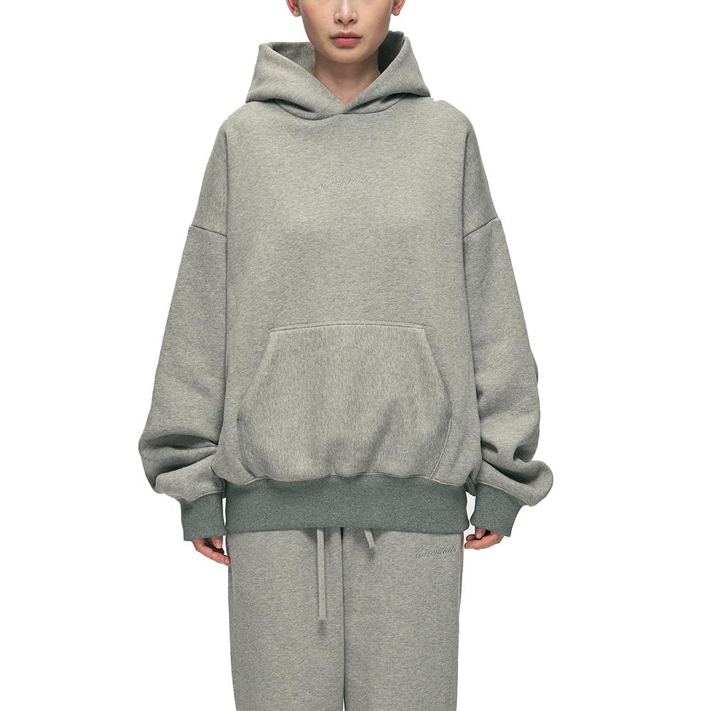 Fear of God Essentials Signature Classic Hoodie Concrete Heather/Dark Concrete Heather Unisex Tops Black 192SP262053F