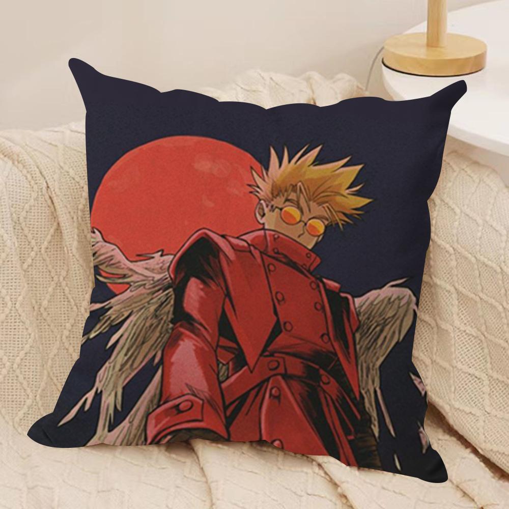 Cool Anime TTrigun Cushion Cover Soft Plush Fabric DoubleSided Printed Sofa Cushion Cover for All Seasons Home Decor Gift