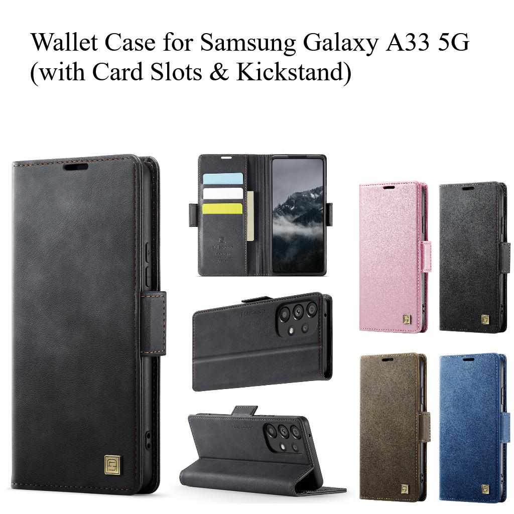For Samsung Galaxy A33 5G  Wallet Case with Card Slots & Kickstand, 360° Protection Leather Case