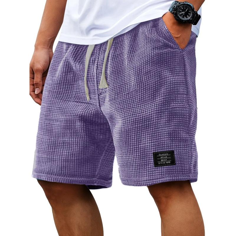 Pantaloncini da Uomo a Nido d'Ape Casual Estivi Larghi Traspiranti Pantaloncini da 5 Pollici Moda Uomo Stile Americano