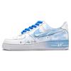 Air Force 1 Bleu Marée Plume Cuir Résistant à l'Abrasion Basse Baskets Skateboard Unisexe Bleu Blanc CW2288-111(Équipe1321-)
