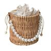 Hand Woven Rattan Handbag for Women Top Handle Boho Small Fashion Bucket Bag Purse Basket