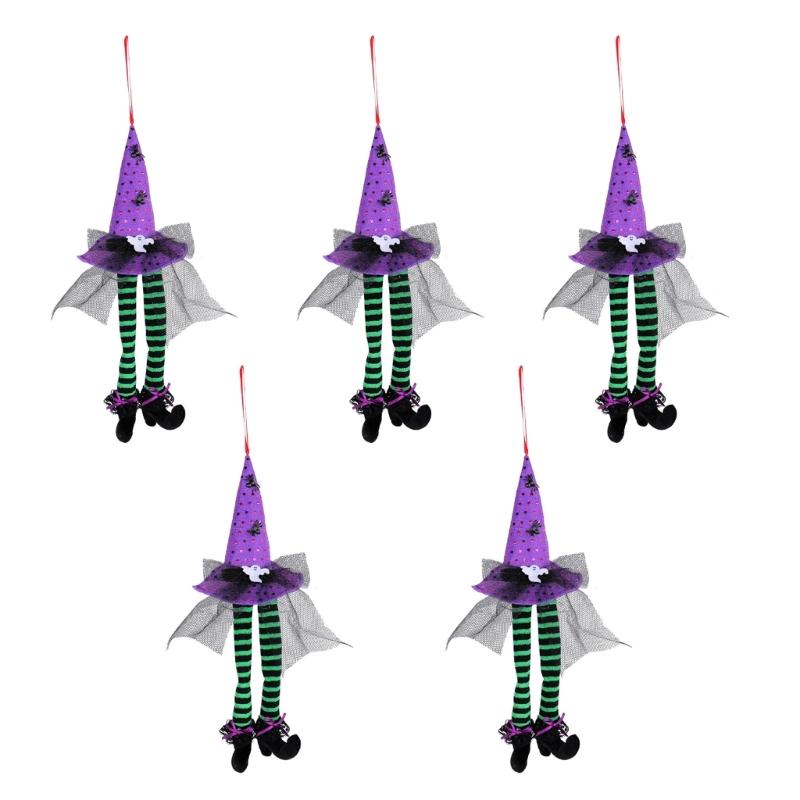 Set Of 5 Colorful Witch Hat Party Decorations Halloween Hanging Pendants Easy to Install Window Ornament for Home
