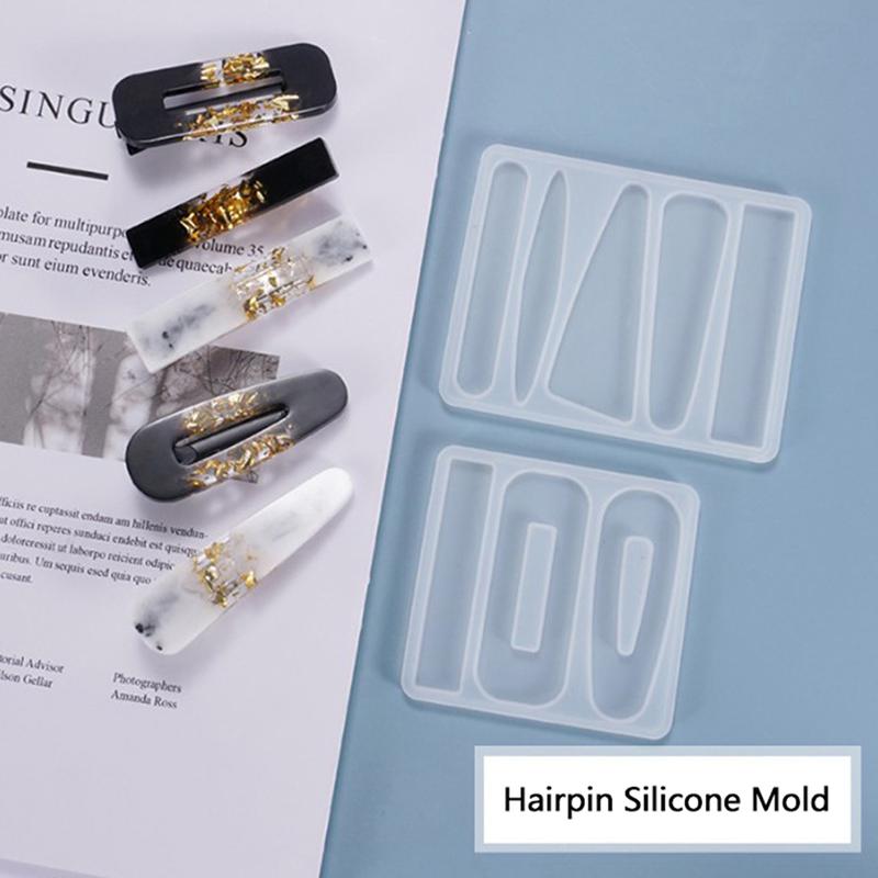 1×Silikon Gussform Frauen Mädchen Haarspange Form UV Harz DIY Formen Handwerkzeug