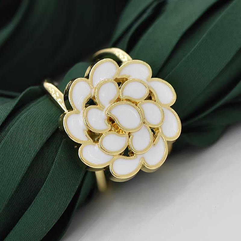 Neue Kamelien-Seidenschalschnalle, französische Retro-Perlenschalschnalle, quadratische Ringschnalle, orangefarbene Kristallschalschnalle für Frauen