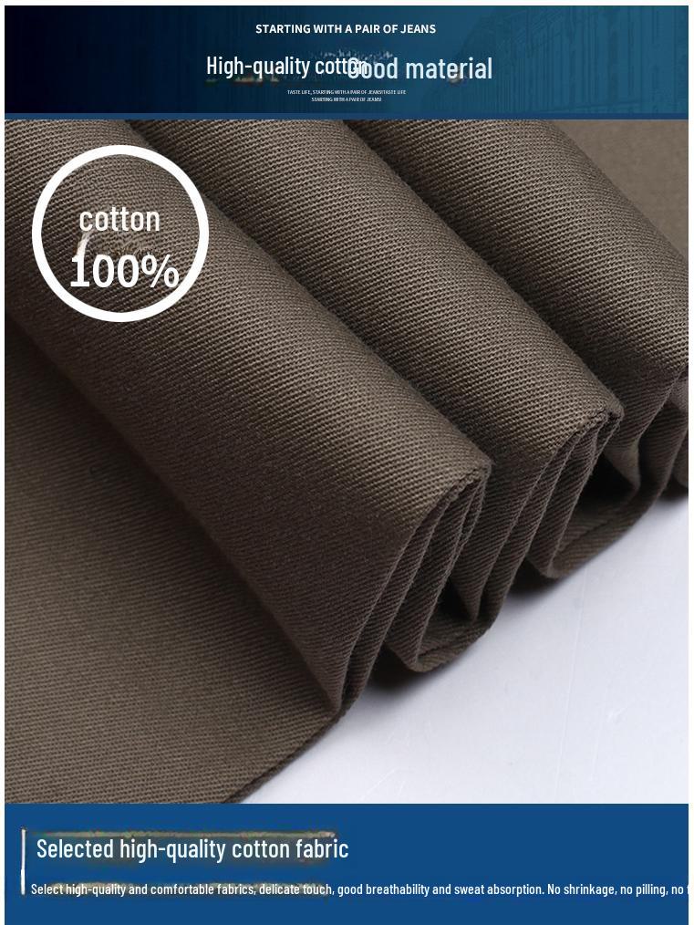 Men’s High Waist Cotton Pleated Loose-Fit Pants for Spring & Autumn