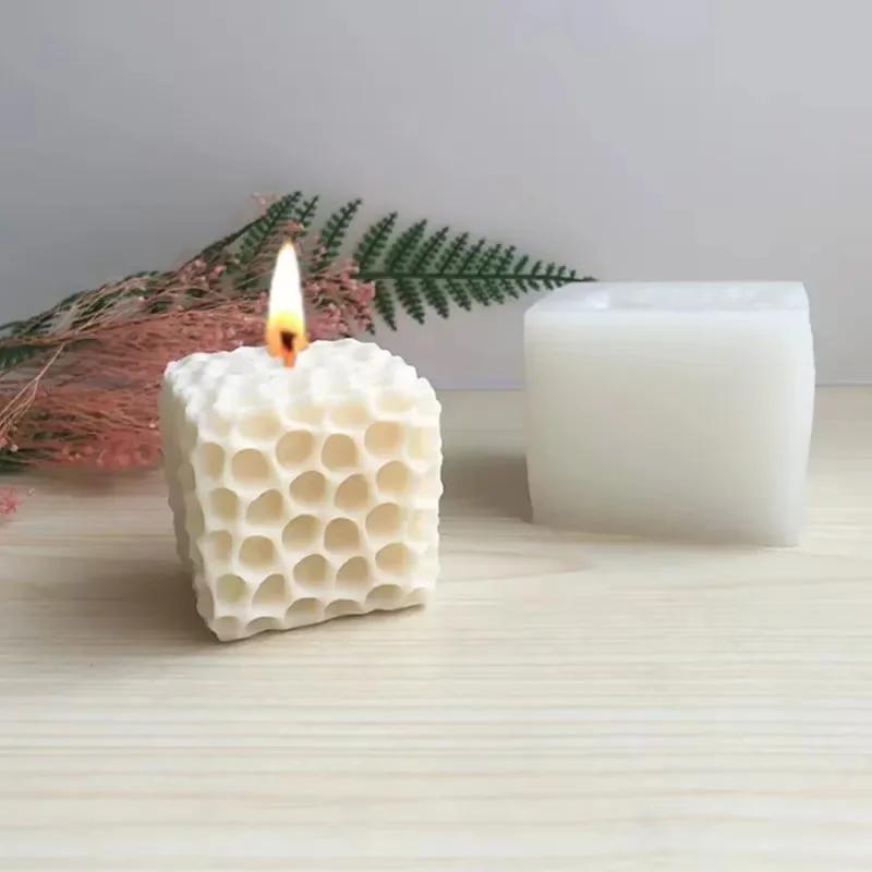 3D DIY Geometric Chocolate Mousse Honeycomb Silicone Candle Mold Soap Resin Mold Home Decor
