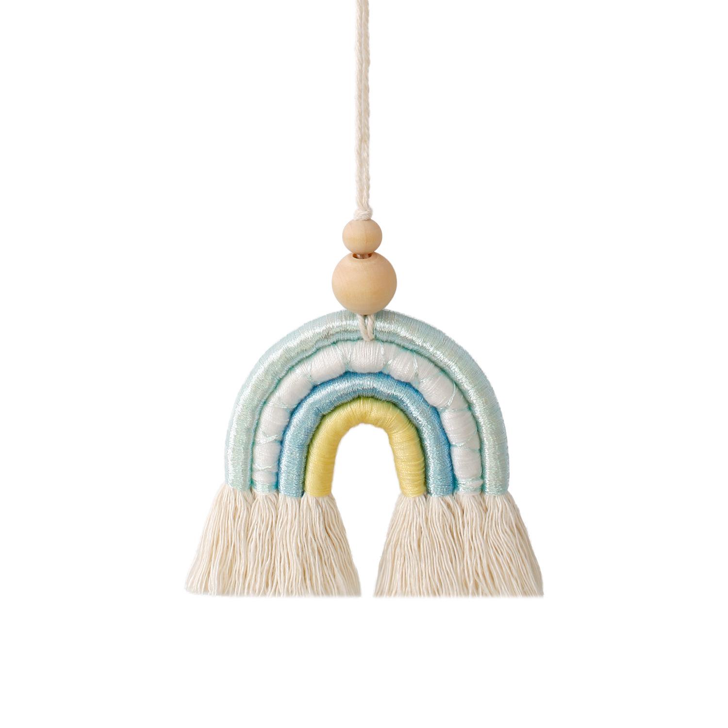 

Богемный плетеный вручную радужный кисточный автомобильный кулон, ретро декоративный шарм зелёный