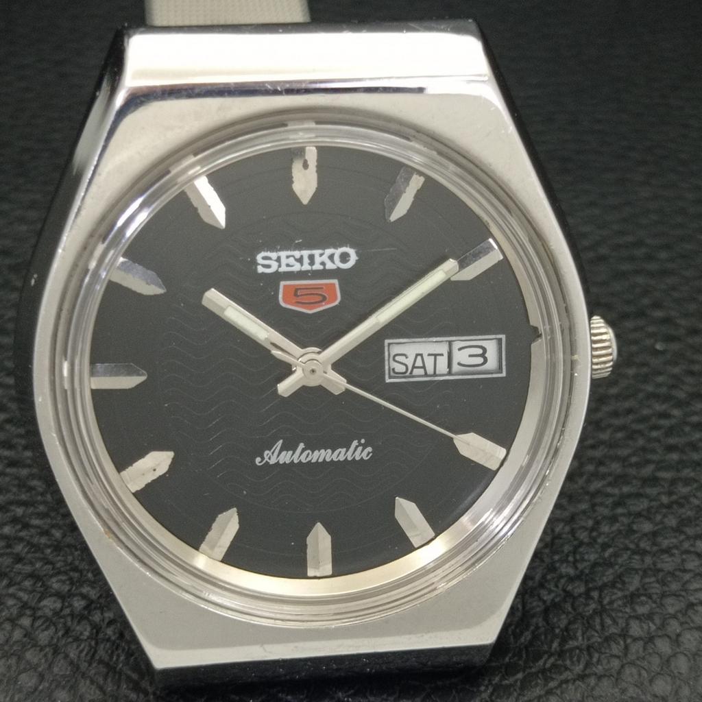 VINTAGE SEIKO 5 AUTOMATIC 6309A JAPAN MENS BLACK COLOR DIAL WATCH a701616-5 R206c-a701616