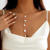 Accessories, Niche Long Y-shaped Fringed Necklace, French Special-shaped Baroque Imitation Pearl Necklace for Women