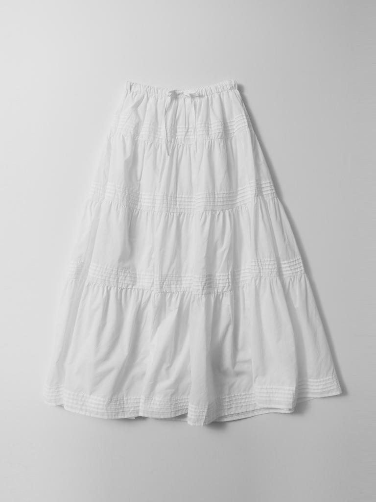Stay With Me Pintuck Tiered Skirt_White