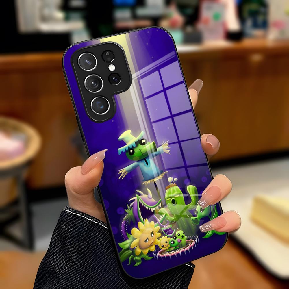 P-Plants Vs. Zombies Phone Case For Samsung S25 Plus S20 S20 Plus S22 Ultra S23 FE S21 Plus S21 Ultra Glass Cover