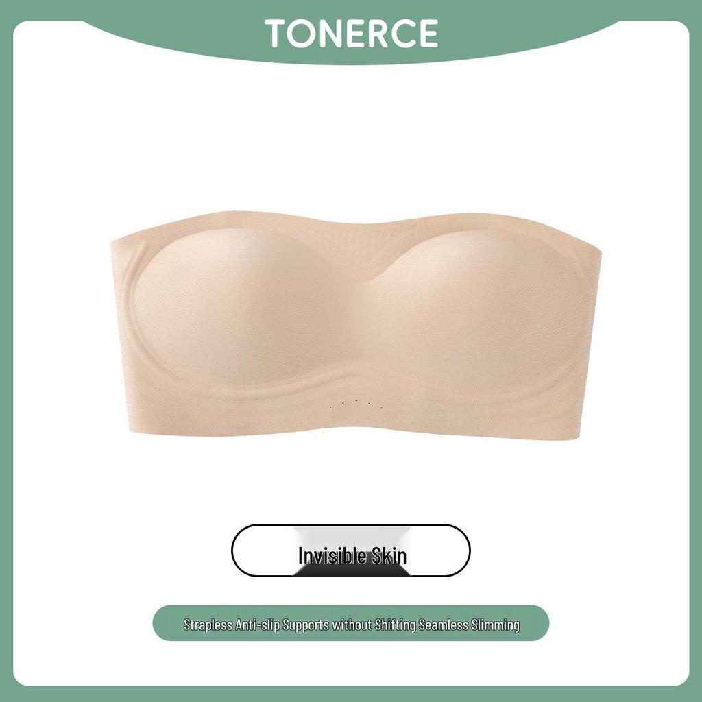 Strapless Invisible Push-Up Bra for Women, Anti-Slip, Wire-Free, Seamless Side Support.