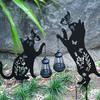 2 Stück Metall Katze Solarleuchten Außen Schwarze Katze Und Schmetterling Hof