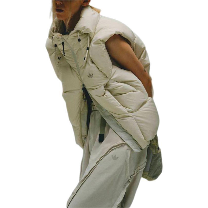 Adidas Originals X Hamcus Collaboration FW23 Solid Color Quilted Logo Drawstring Zipper Down Vest Unisex Vests White IU4839