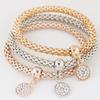 Platform Explosion, European and American Flash Diamond Big Peach Heart, a Variety of Three-color Corn Chain Bracelets, Three-piece Bracelets