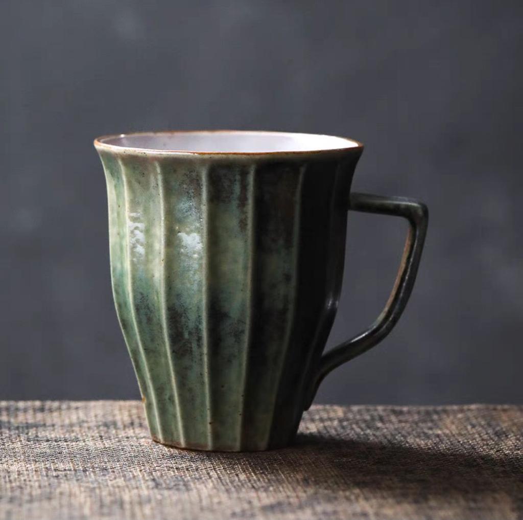 Handmade Cutting Cup Retro Mug Daily Large Capacity Water Cup Coarse Pottery Coffee Cup Home Office Cup