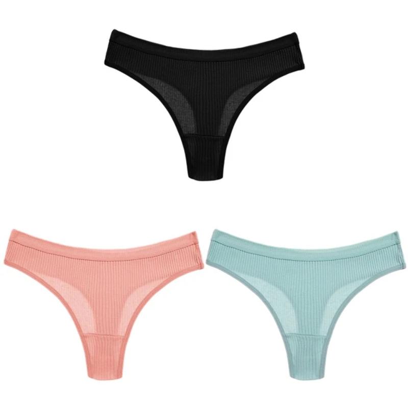 3Pcs Women Cotton Panties Fashion V Waist Underpants Sexy Girls Briefs M-2XL Low-Rise Ladies Underwear Women's Lingerie