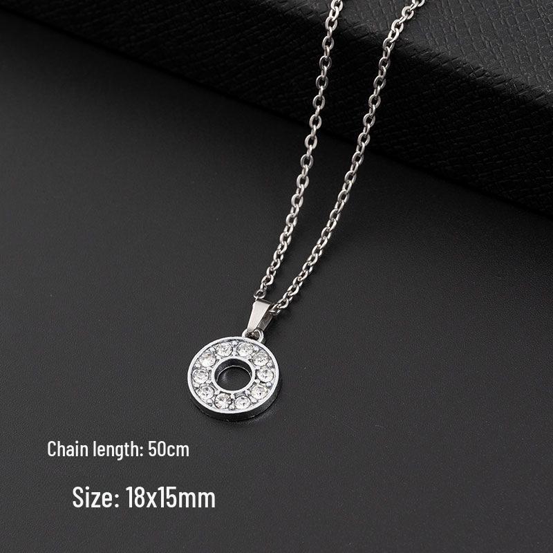 European & American Diamond Letter Pendant Necklace for Women - Stainless Steel Jewelry