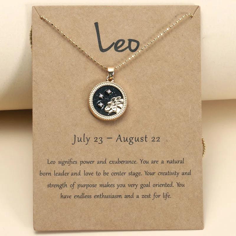 

Дневной и Ночной Кулон Знака Зодиака для Женщин, 12 Созвездий, Цепочка-Чокер с Подвесками-Бусинами, Женские Украшения на День Рождения, Картонная Открытка