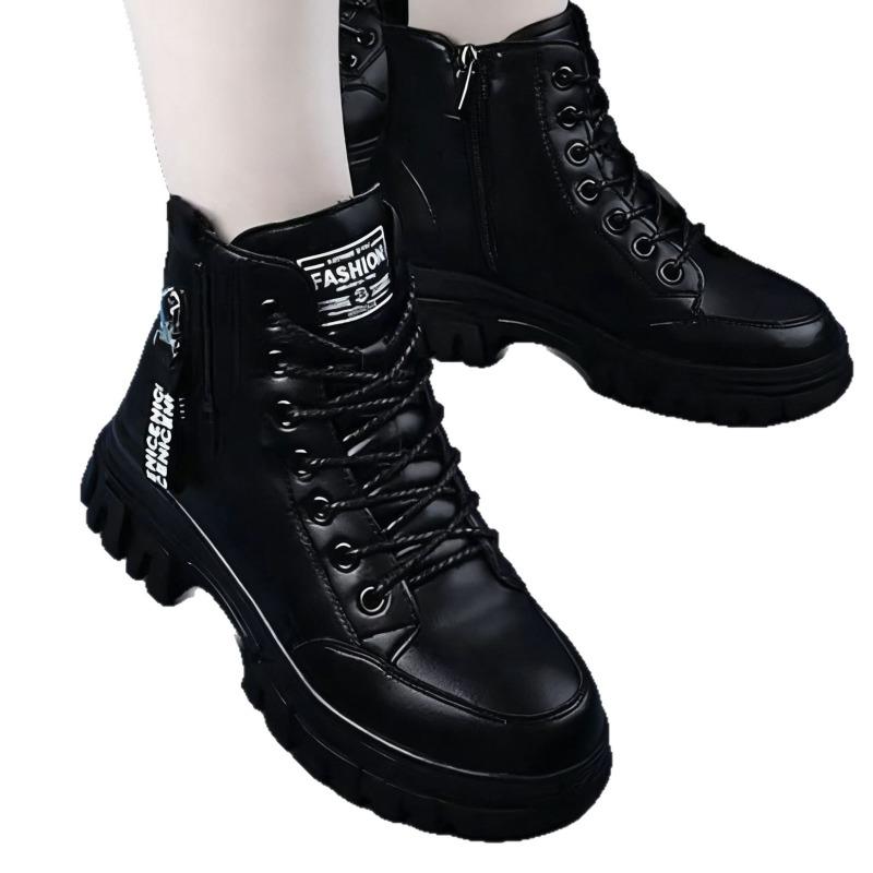 Fashion Casual Shoes Women New Winter Warm Plus Velvet All-Match Black Ankle Boots Thick-Soled Cotton Sneakers