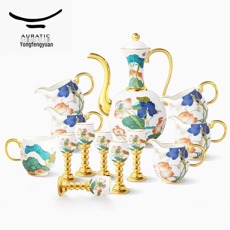 Auratic Happiness & Harmony 14-Piece Ceramic Wine Set