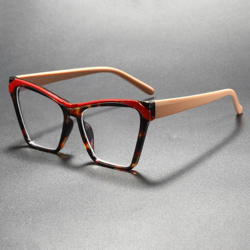 European and American leopard print box candy color plate flat mirror personalized men and women high sense fashion myopia glasses