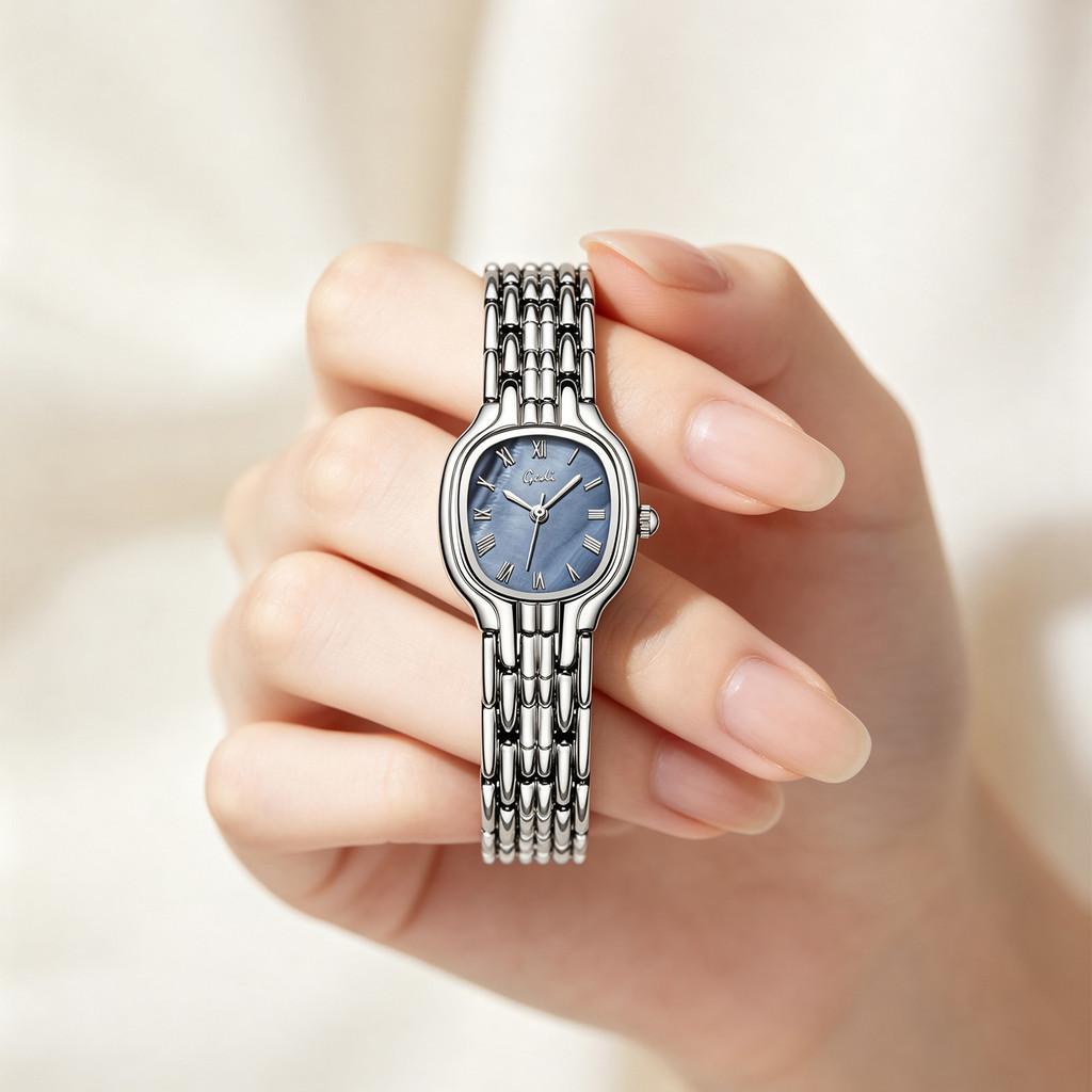 Vintage Red Oval Womens Watch With Quartz Movement For Daily Wear
