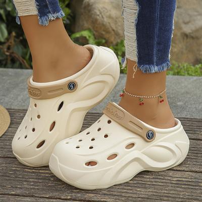 EVA Perforated Shoes Chunky Platform Clogs Sandals Women Summer Soft Thick Bottom Beach Garden Shoes Woman Slide Non Slip Wedge Slippers