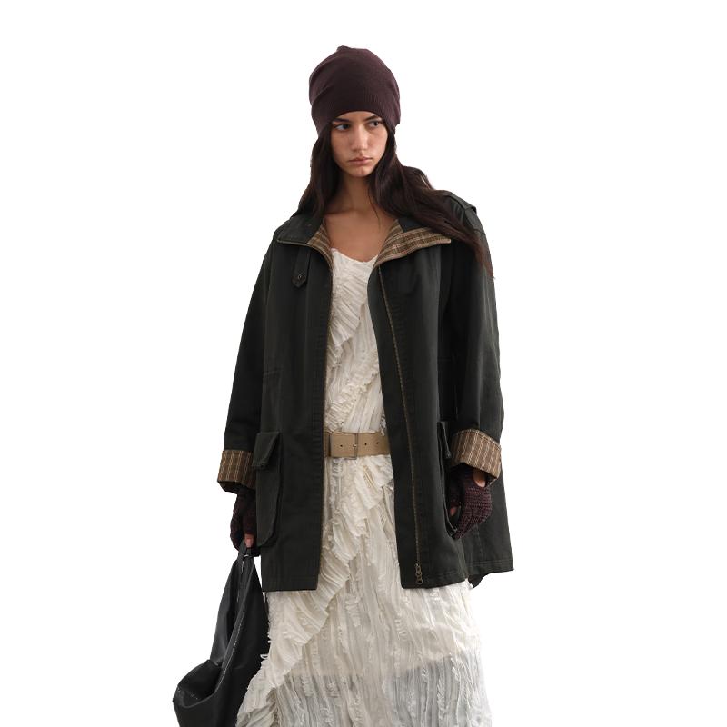 

ЗЕЛЕНЫЙ РЕМЕНЬ Мужская куртка в стиле ретро, зеленая, с воротником-стойкой, рабочая M