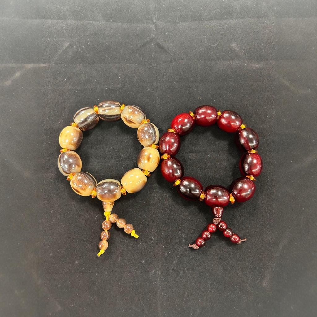 Ox Horn Buddhist Beads Resin Bracelet - Tibetan Yak Inspired Craft