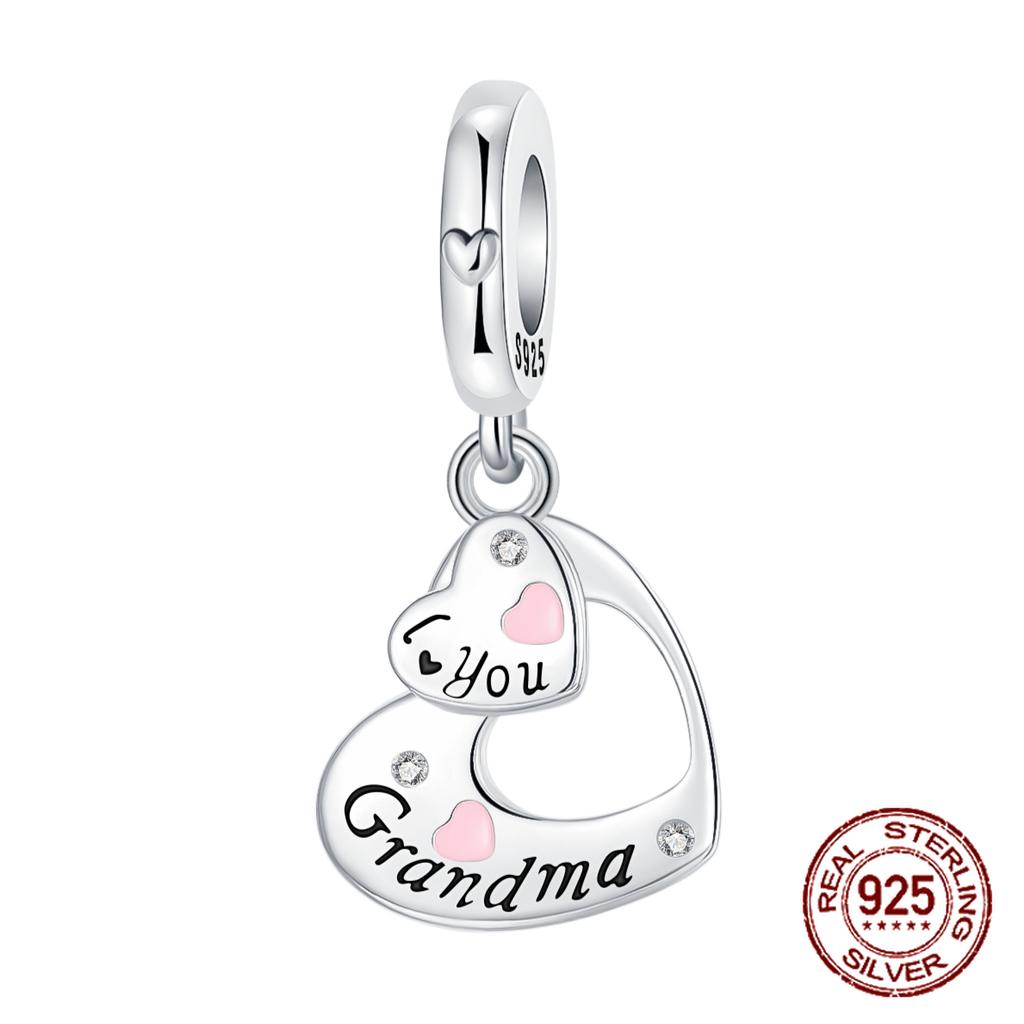 Copper Heart Shaped Daughter Mom Charm Beads Fit 4Mm Hole Diameter Bracelets Fine Diy Mother'S Day Jewelry Gift