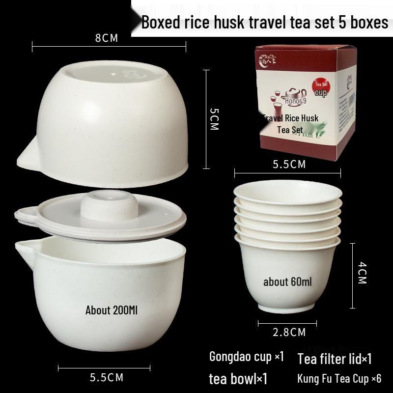 Portable Travel Tea Set: Disposable Rice Husk Gaiwan & Teacup for Quick Brew, Outdoor Camping
