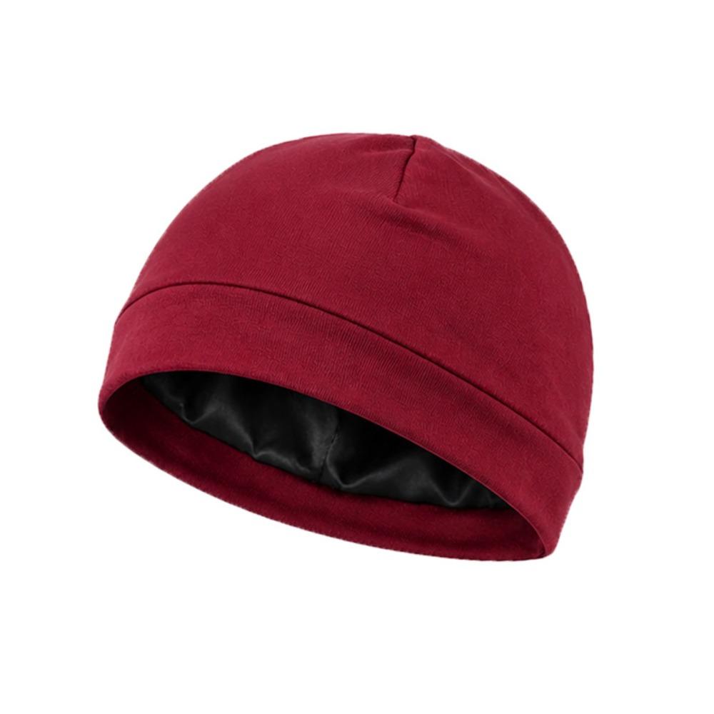 Satin-Lined Skull Cap Breathable Night Sleep Hat Soft Beanie Cap  For Men Women