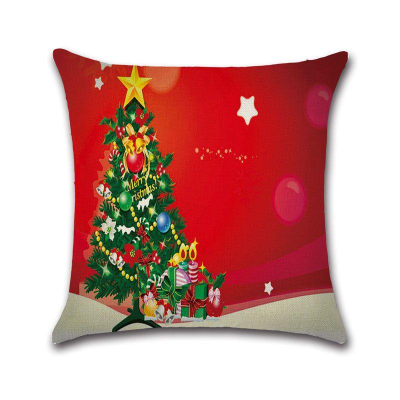 

Merry Christmas Cotton Linen Pillow Case Cushion Cover Festive Home Decoration 15