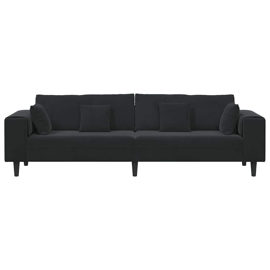 Black Sofa 250 X 77 X 76 Cm Velvet