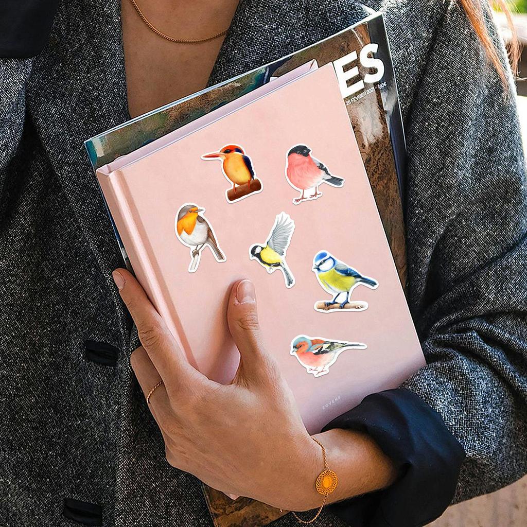 50-Piece Waterproof Azalea Bird Watercolor Stickers for DIY Notebook & Suitcase Decoration