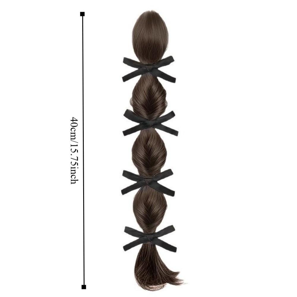 Hair Band Bow Braided Bubble Braids Wig 40cm Ponytail Hairpieces Party