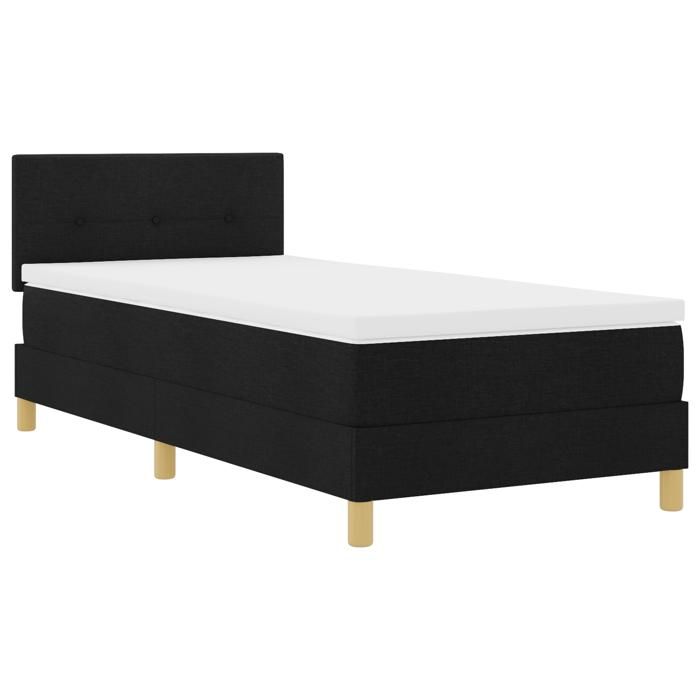 VidaXL Lit avec sommier et matelas noir 90x190 cm en tissu 3338883